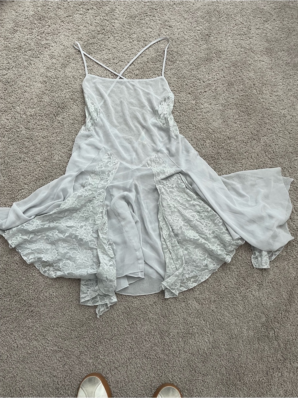 Intimately Free People Light Gray Lace-Accent Strapless Slip Dress/ Night Gown S